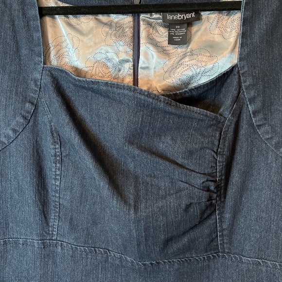 Lane Bryant Denim Jean Cap Sleeve Square Sweetheart Neck Dress Size 22 - Picture 2 of 5